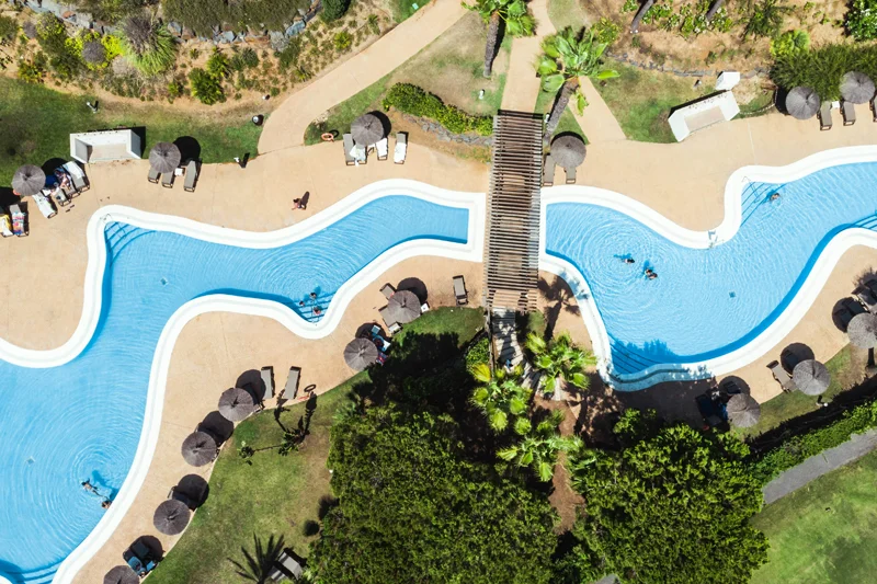 aerial view of swimming pool